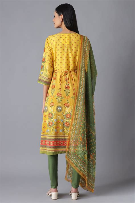 Buy Yellow Printed Dress, Tights and Dupatta Set Online for Woman ...