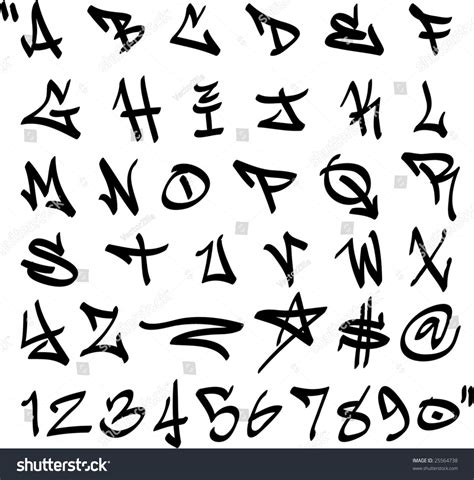 Vector graffiti marker alphabet numbers stock vector royalty free ...
