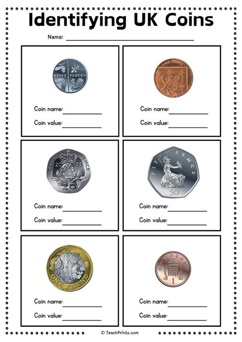 Identifying Coin Worksheets