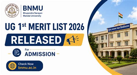 BNMU UG 1st Merit List 2026 Released for Admission