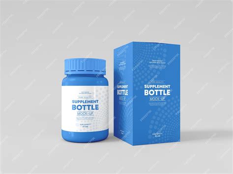 Premium PSD | Plastic supplement bottle with box mockup