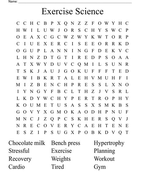 Exercise Word Search Puzzles 的图像结果