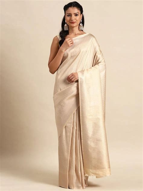 Buy Beige Woven Design Brocade Saree Online at Rs.2499 | Libas