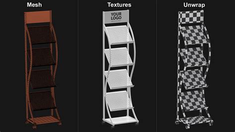 3D White Magazine Rack Mockup | 3D Molier International