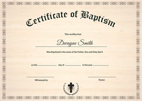 Baptism Certificate Printable Free