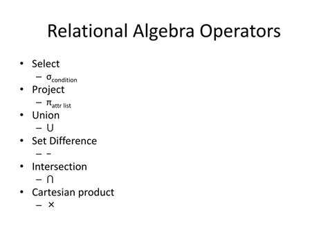 Image result for Relational Algebra Expression Examples