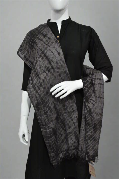 Avani | Pure Linen Stole | Tie-Dye in Black and Grey