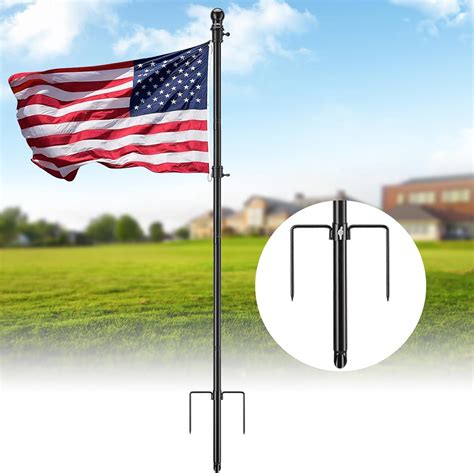 Amazon.com : cogardenshower Heavy Duty Ground Flag Pole Kit - 8.5FT ...
