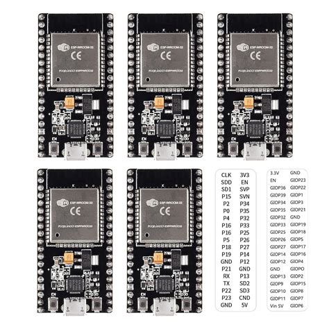 DORHEA 5Pcs ESP32S ESP32 Development Board 2.4 GHz Dual Core WLAN WiFi ...