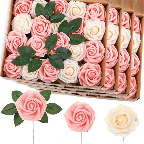 Buy 100 Pieces Artificial Foam Rose Flowers Faux Rose Bouquet with ...
