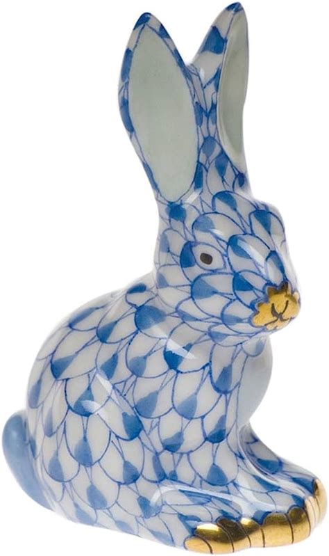 独創的 輸入市場オンラインストアHerend Sledding Bunny Rabbit Porcelain Figurine Blue ...