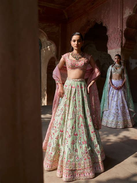 Mint Green Chanderi Lehenga Set – Tamanna Punjabi Kapoor Official