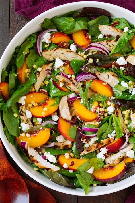Peach Salad {with Chicken & White Balsamic Dressing}