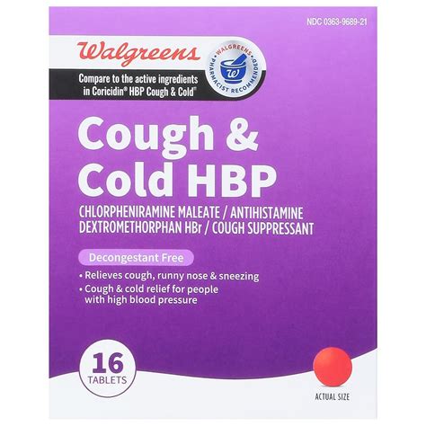 Walgreens Cough & Cold HBP Tablets | Walgreens