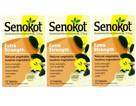 3 Pack - Senokot Extra Strength Natural Vegetable Ingredient Laxative ...