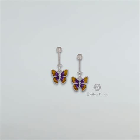 925 Sterling Silver Butter Fly With Enamel Design Bugadi Earring For ...