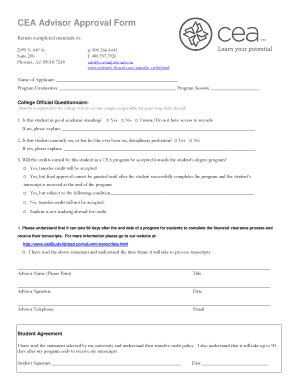 Fillable Online CEA Advisor Approval Form - CEA Study Abroad Fax Email ...