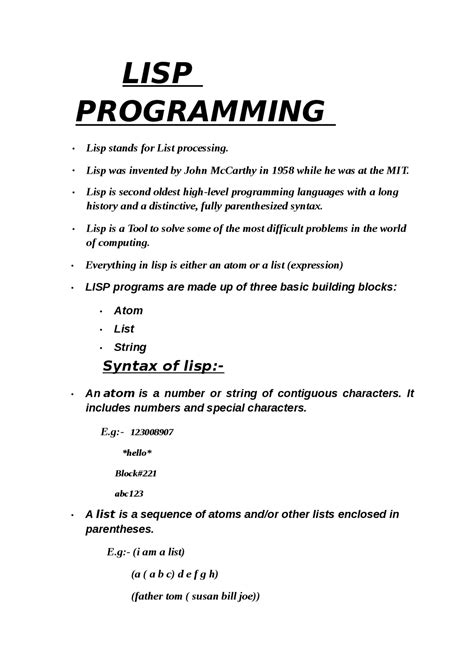 Lisp Programming Examples 的图像结果