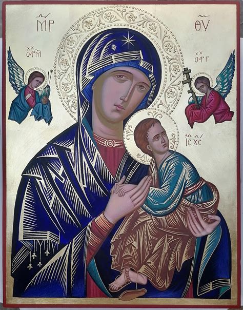 Our Holy Mother Of Perpetual Succour, Hand painted, orthodox icon, , Mother of God, Byzantine ...