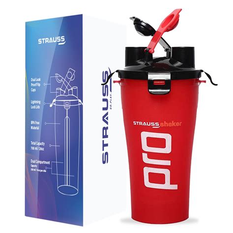 STRAUSS Dual Shaker Pro | Pre & Post Protein Shake On the Go | Leakpro ...
