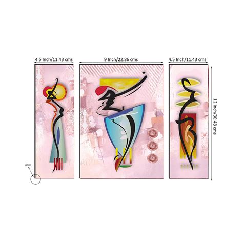 6MM MDF Set of 3 Dancing Tribal Women Satin Matt Texture UV Art ...