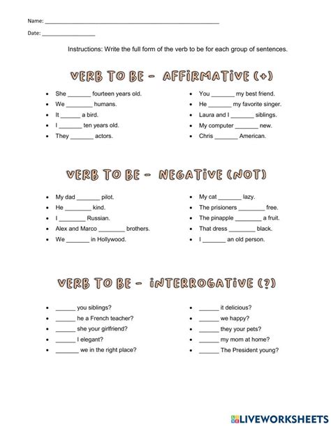 To Be Worksheet 的图像结果