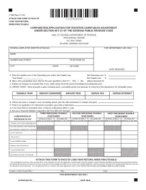 Fillable Online etax dor ga Attach this form to face of loss year ...