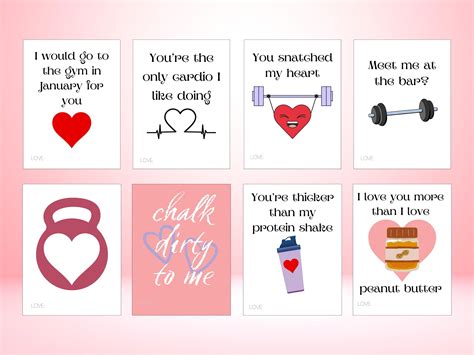 Gym Valentines Set of 8 - Printable Fitness-themed Valentines Perfect ...