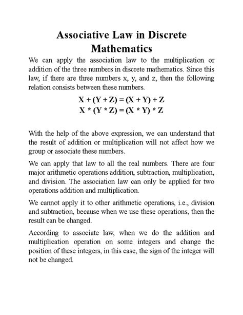 Associative Law and Conjuction - Associative Law in Discrete ...