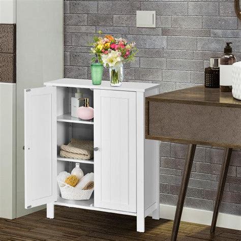 Costway 2-Door Bathroom Floor Storage Cabinet with Adjustable Shelf ...