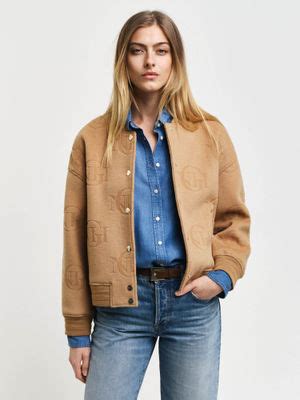 Buy GANT Women Beige Self Design Round Neck Full Sleeves Embossed ...