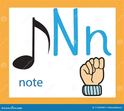 Sign Language and Alphabet. Cartoon Letter N. Stock Vector ...