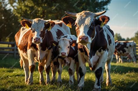 Premium Photo | A group of cows with tags on their ears