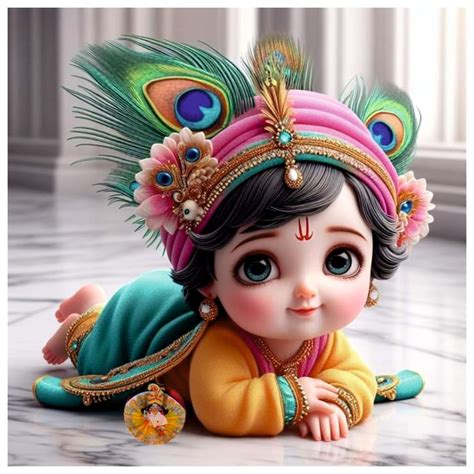 Akki Wold Baby Krishna Multi Cute Kanha Child Wall Poster For Living ...