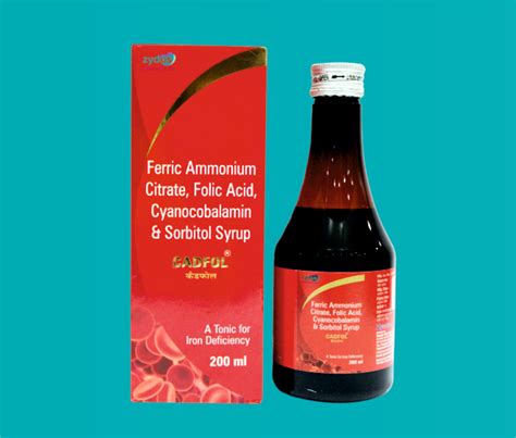 Cadfol Syp. (200 ml. ) Iron 110 Mg + Folic Acid 1.5 Mg + Vitamin B12 1 ...