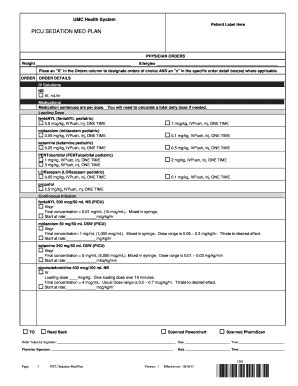Fillable Online PICU SEDATION MED PLAN - Lubbock Fax Email Print ...