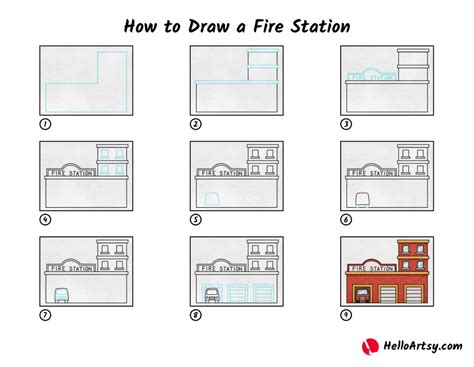 How to Draw a Fire Station - HelloArtsy