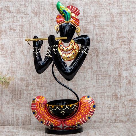 Buy Decor Hub Lord Krishna Tea Light Candle Holder | Krishna Playing ...