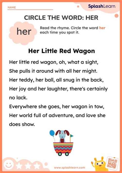 Circle the Word: her — Printable ELA Worksheet