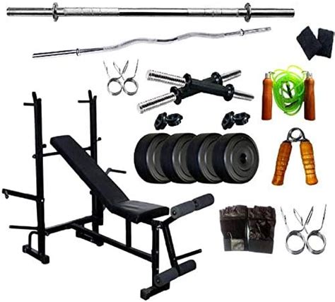 Spanco Home Gym With 8 in 1 Excercise Bench, Weight Plate Combination ...