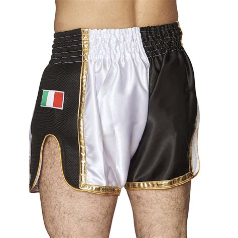 Pantaloncini Muay Thai Leone T-Thai AB747 - Raso Rosso, Ricamati, Elastico In Vita, Taglia L