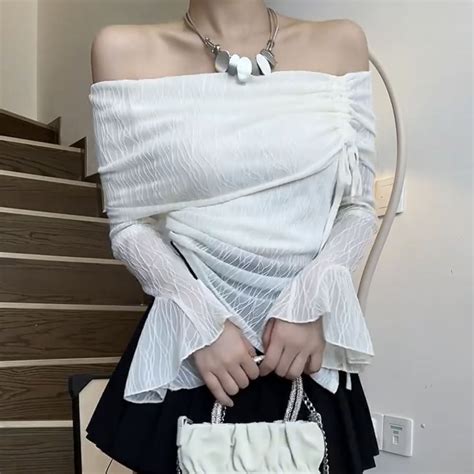 Shop White Off-Shoulder Mesh Top - for Women | OUTZIDR | Gen-Z Style