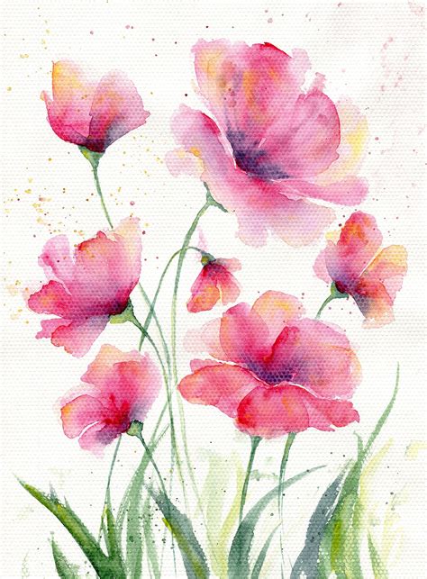 Abstract Pink Watercolor Flowers Painting Original Floral Artwork by ...
