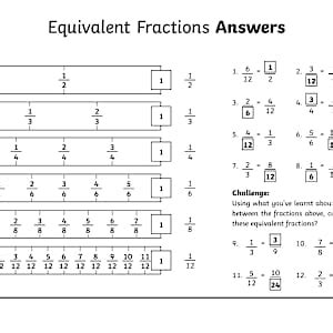 Equivalent Fractions Worksheet with Answers Year 5 & 6