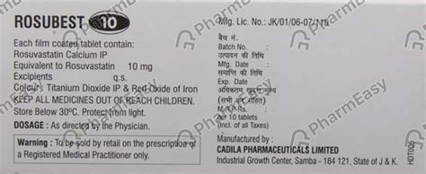 Rosubest 40 MG Tablet (10): Uses, Side Effects, Price & Dosage | PharmEasy
