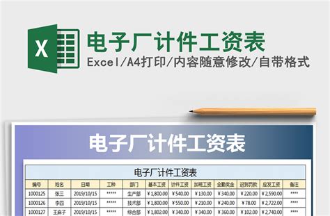 工人计件工资统计表Excel模板_千库网(excelID：172966)