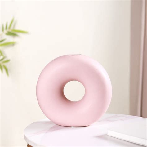 Round Donut Ceramic Vase Pink Online - Premium Vase | Nestasia