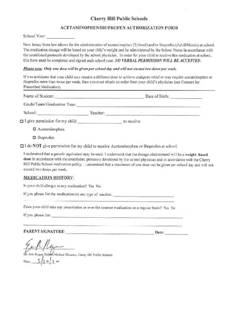 Fillable Online Acetaminophen Ibuprofen Permission Form Fax Email Print ...