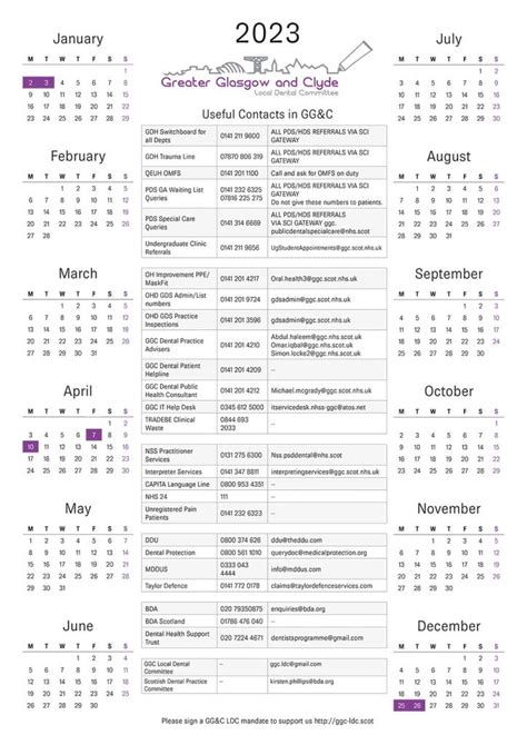 2023 Calendar - Greater Glasgow and Clyde Local Dental Committee
