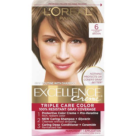 Buy L'Oreal Paris Excellence Creme Permanent Hair Color, 6 Light Brown ...